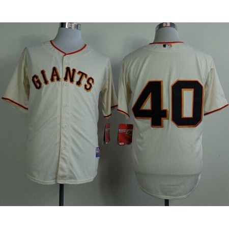 Giants #40 Madison Bumgarner Cream Cool Base Stitched MLB Jersey