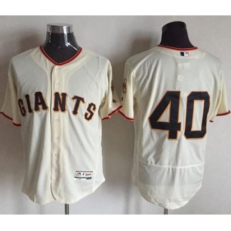 Giants #40 Madison Bumgarner Cream Flexbase Authentic Collection Stitched MLB Jersey