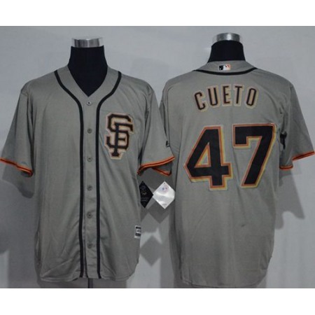 Giants #47 Johnny Cueto Grey New Cool Base Road 2 Stitched MLB Jersey