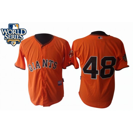 Giants #48 Pablo Sandoval Orange Cool Base w/2010 World Series Patch Stitched MLB Jersey