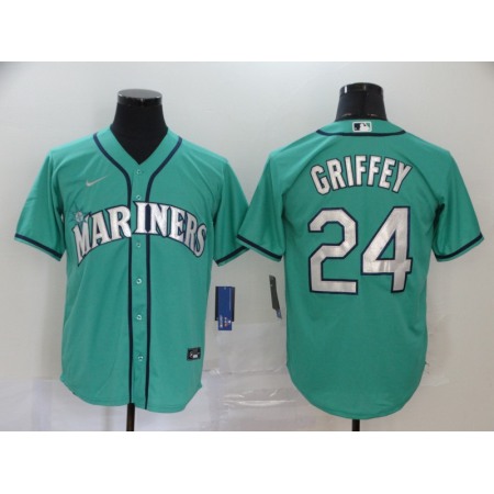 Men's Seattle Mariners #24 Ken Griffey Aqua Cool Base Stitched MLB Jersey