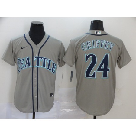 Men's Seattle Mariners #24 Ken Griffey Grey Cool Base Stitched MLB Jersey
