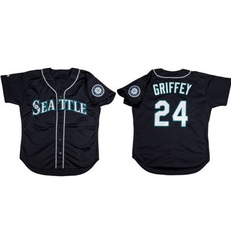 Men's Seattle Mariners #24 Ken Griffey Jr. Black Cool Base Stitched jersey