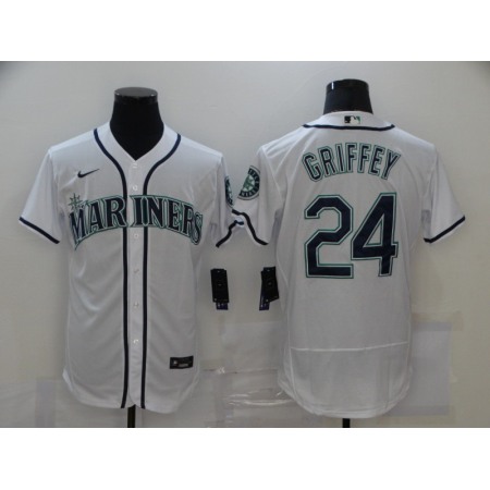 Men's Seattle Mariners #24 Ken Griffey White Flex Base Stitched jersey
