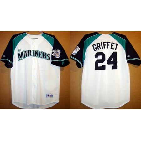 Men's Seattle Mariners #24 Ken Griffey White Stitched jersey