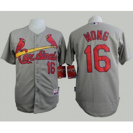 Cardinals #16 Kolten Wong Grey Cool Base Stitched MLB Jersey