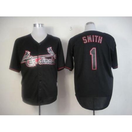 Cardinals #1 Ozzie Smith Black Fashion Stitched MLB Jersey