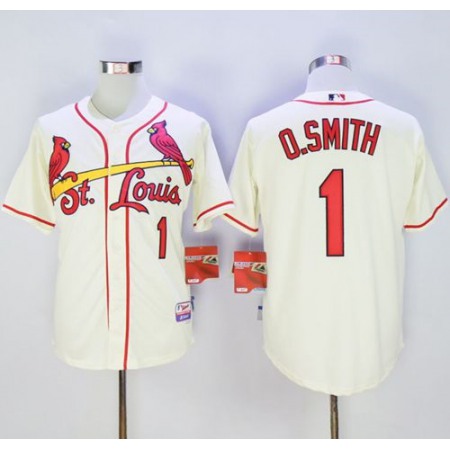 Cardinals #1 Ozzie Smith Cream Cool Base Stitched MLB Jersey