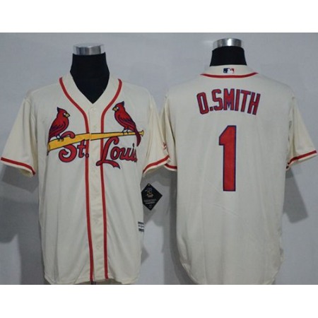 Cardinals #1 Ozzie Smith Cream New Cool Base Stitched MLB Jersey