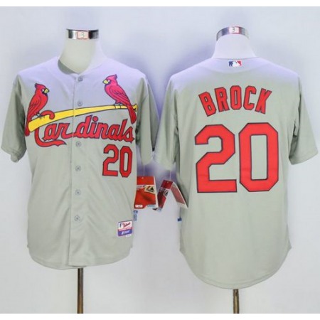 Cardinals #20 Lou Brock Grey Cool Base Stitched MLB Jersey