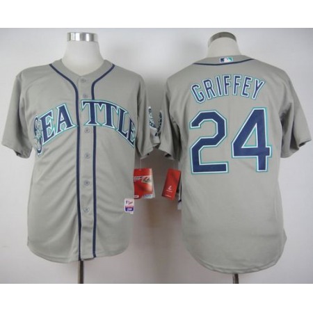 Mariners #24 Ken Griffey Stitched Grey Cool Base MLB Jersey