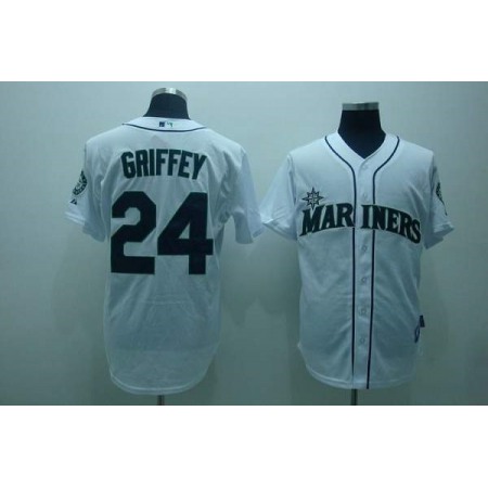 Mariners #24 Ken Griffey Stitched White MLB Jersey