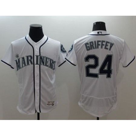 Mariners #24 Ken Griffey White Flexbase Authentic Collection Stitched MLB Jersey
