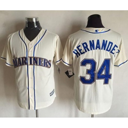 Mariners #34 Felix Hernandez Cream New Cool Base Stitched MLB Jersey