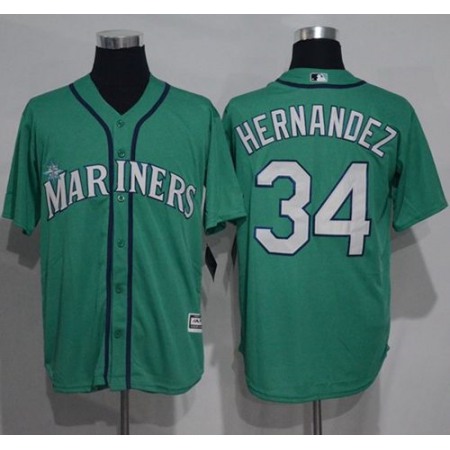 Mariners #34 Felix Hernandez Green New Cool Base Stitched MLB Jersey