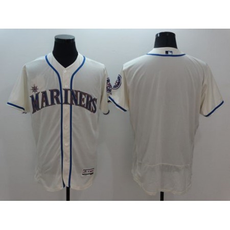 Mariners Blank Cream Flexbase Authentic Collection Stitched MLB Jersey