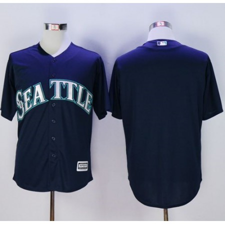 Mariners Blank Navy blue New Cool Base Stitched MLB Jersey