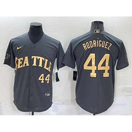 Men's Seattle Mariners #44 Julio Rodriguez 2022 All-Star Charcoal Cool Base Stitched Baseball Jersey