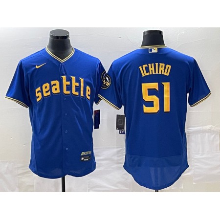 Men's Seattle Mariners #51 ichiro Suzuki Royal 2023 City Connect Flex Base Stitched Jersey