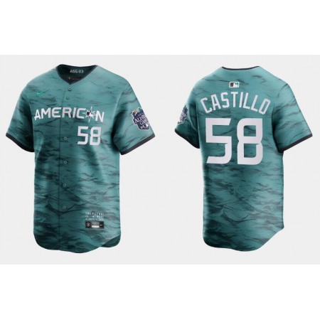 Men's Seattle Mariners #58 Luis Castillo Teal 2023 All-star Cool Base With Patch Stitched Baseball Jersey
