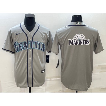 Men's Seattle Mariners Gray Team Big Logo Cool Base Stitched jersey