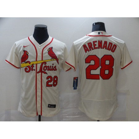 Men's St. Louis Cardinals #28 Nolan Arenado Cream Flex Base Stitched Jersey