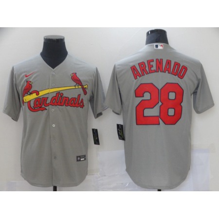 Men's St. Louis Cardinals #28 Nolan Arenado Grey Cool Base Stitched Jersey