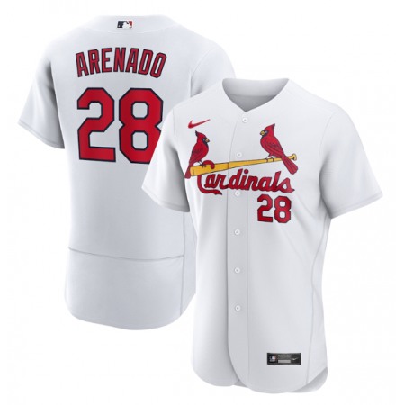 Men's St. Louis Cardinals #28 Nolan Arenado White Flex Base Stitched Jersey