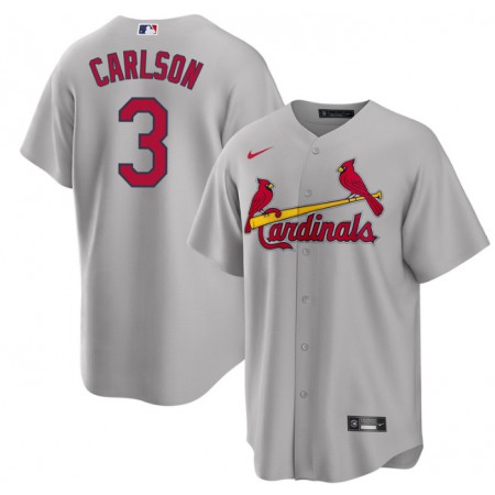 Men's St. Louis Cardinals #3 Dylan Carlson Grey Cool Base Stitched Jersey