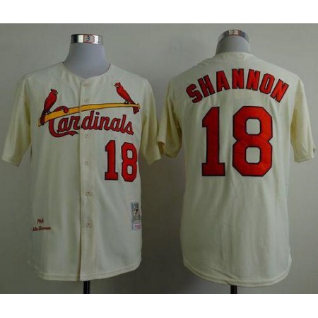 Mitchell And Ness 1964 Cardinals #18 Mike Shannon Cream Stitched MLB Jersey