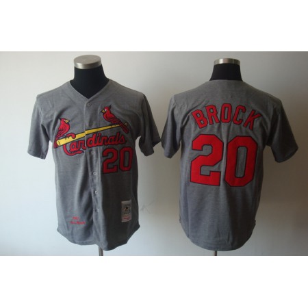 Mitchell And Ness Cardinals #20 Lou Brock Grey Cool Base Stitched Throwback MLB Jersey