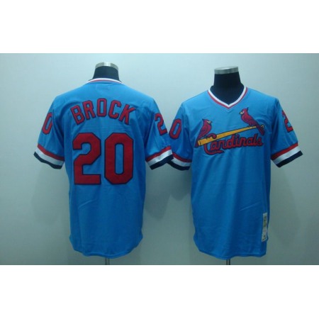 Mitchell and Ness Cardinals #20 Lou Brock Stitched Blue Throwback MLB Jersey
