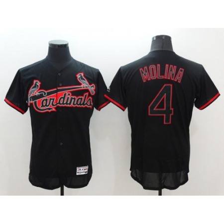 Cardinals #4 Yadier Molina Black Fashion Flexbase Authentic Collection Stitched MLB Jersey