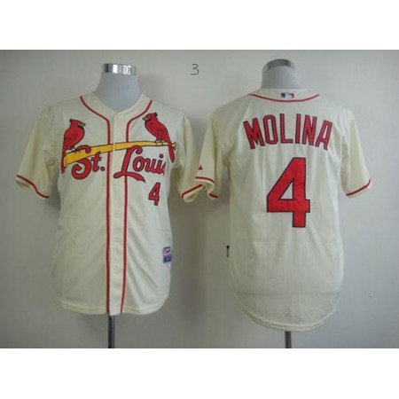 Cardinals #4 Yadier Molina Cream Alternate Cool Base Stitched MLB Jersey
