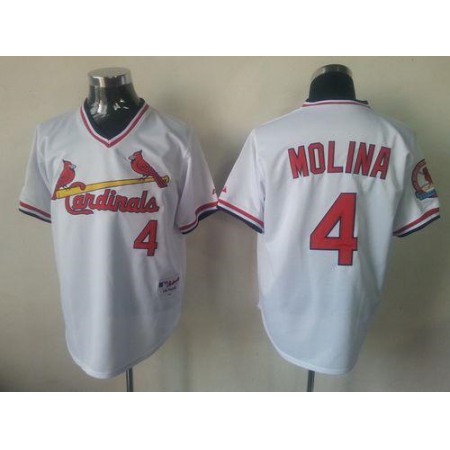 Cardinals #4 Yadier Molina White 1982 Turn Back The Clock Stitched MLB Jersey