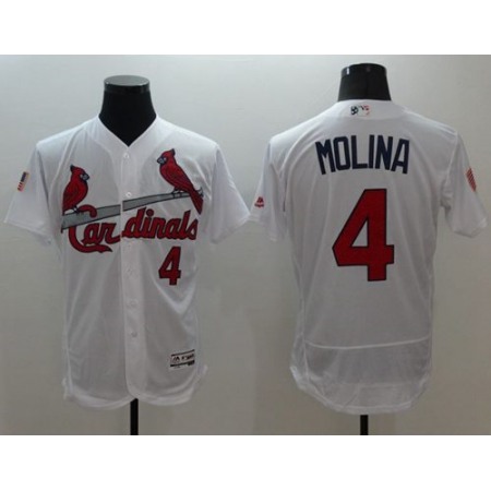 Cardinals #4 Yadier Molina White Fashion Stars & Stripes Flexbase Authentic Stitched MLB Jersey