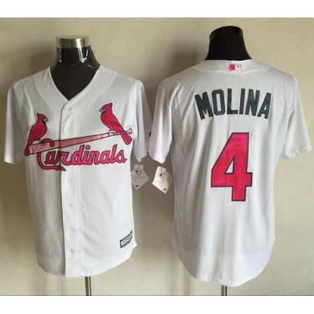 Cardinals #4 Yadier Molina White New Cool Base 2016 Mother's Day Stitched MLB Jersey