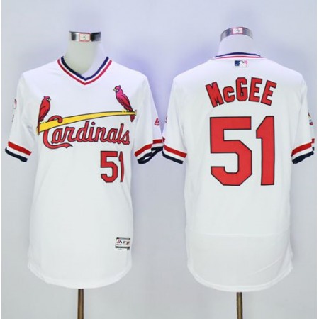 Cardinals #51 Willie McGee White Flexbase Authentic Collection Cooperstown Stitched MLB Jersey