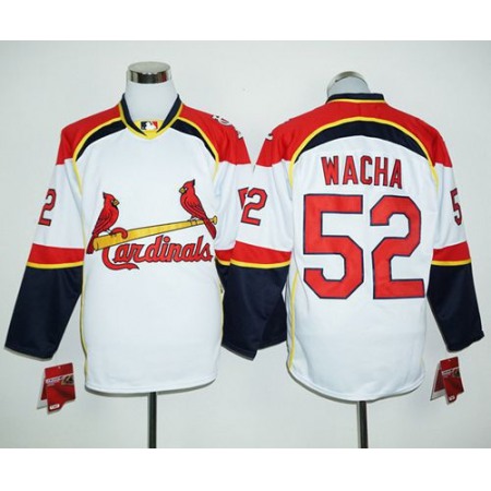 Cardinals #52 Michael Wacha White/Red Long Sleeve Stitched MLB Jersey
