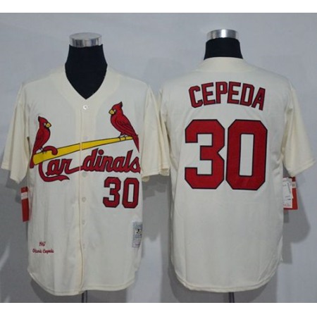 Mitchell And Ness 1967 Cardinals #30 Orlando CePena Cream Throwback Stitched MLB Jersey