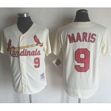 Mitchell And Ness 1967 Cardinals #9 Roger Maris Cream Throwback Stitched MLB Jersey