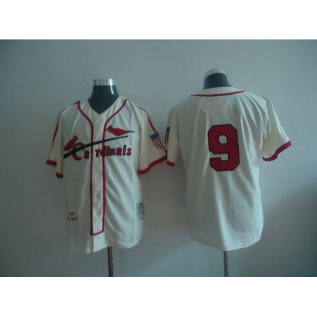 Mitchell And Ness Cardinals #9 Roger Maris Cream Throwback Stitched MLB Jersey