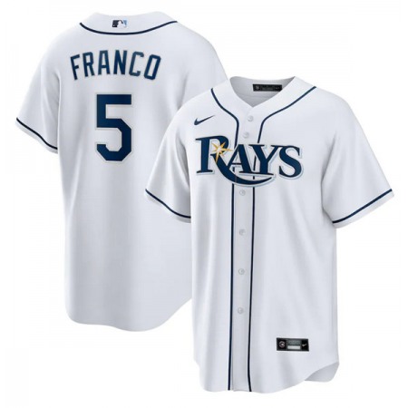 Men's Tampa Bay Rays #5 Wander Franco White Cool Base Stitched Baseball Jersey