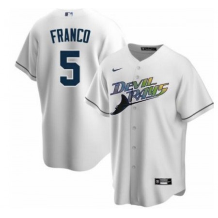 Men's Tampa Bay Rays #5 Wander Franco White Cool Base Stitched Jersey