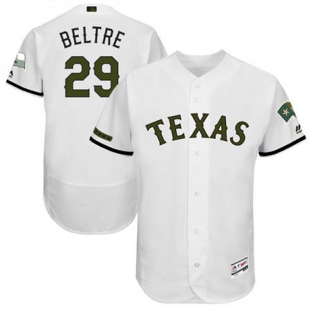 Men's Texas Rangers #29 Adrian Beltre Majestic White 2017 Memorial Day Authentic Collection Flex Base Player Stitched MLB Jersey