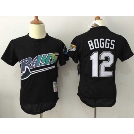 Mitchell And Ness Rays #12 Wade Boggs Black Throwback Stitched MLB Jersey