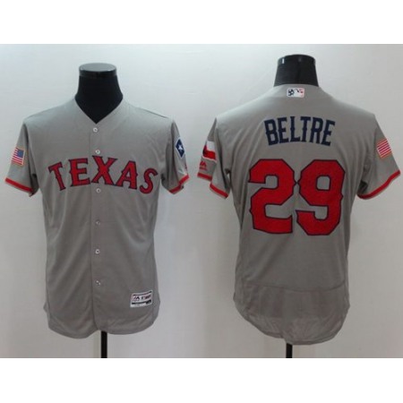 Rangers #29 Adrian Beltre Grey Fashion Stars & Stripes Flexbase Authentic Stitched MLB Jersey