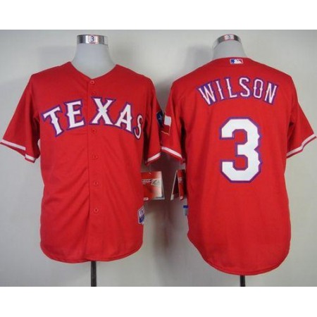 Rangers #3 Russell Wilson Red Cool Base Stitched MLB Jersey