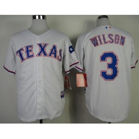 Rangers #3 Russell Wilson White Cool Base Stitched MLB Jersey