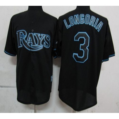 Rays #3 Evan Longoria Black Fashion Stitched MLB Jersey